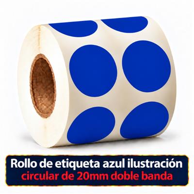 Rollo de etiqueta Ilustración Circular Azul 20 Diametro (2B - B40 ROLLO x 1000)
